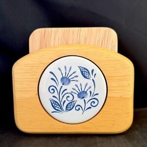 Vintage Corelle Oceanview Pattern 6 Wood & Cork Drink Coasters And Storage HTF